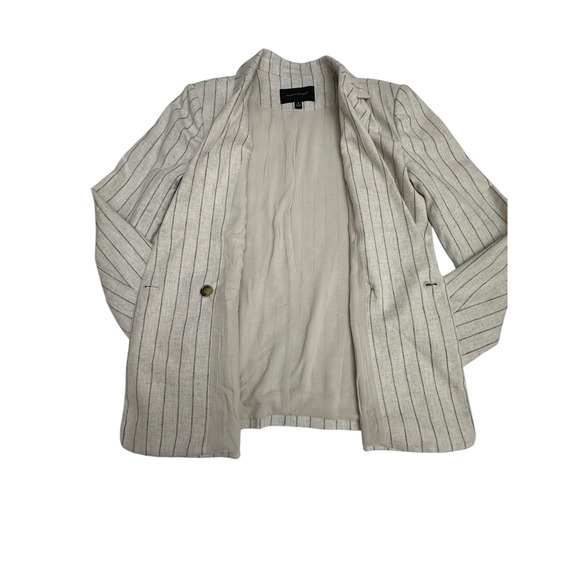 Banana Republic Long&Lean‎ Cream Striped Blazer Sz 8 Women's Linen Blend #QR7-6 - Picture 9 of 11